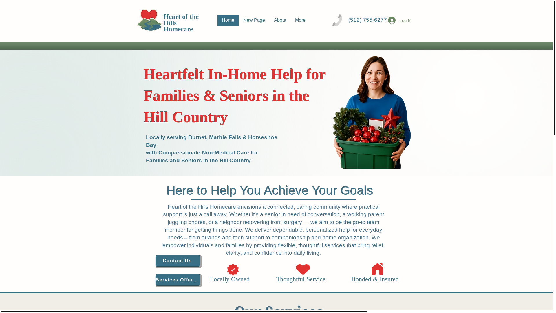 website screenshot of https://heartofthehillshomecare.com/