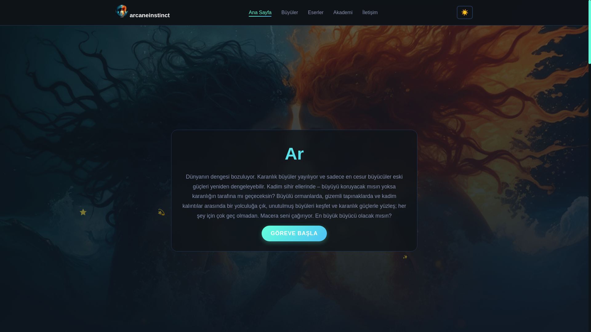 website screenshot of https://arcaneinstinct.com/