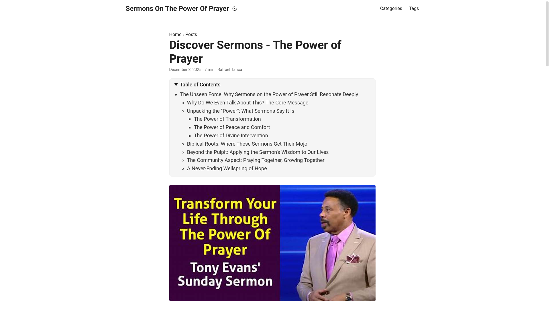 website screenshot of https://sermonsonthepowerofprayer.pages.dev/