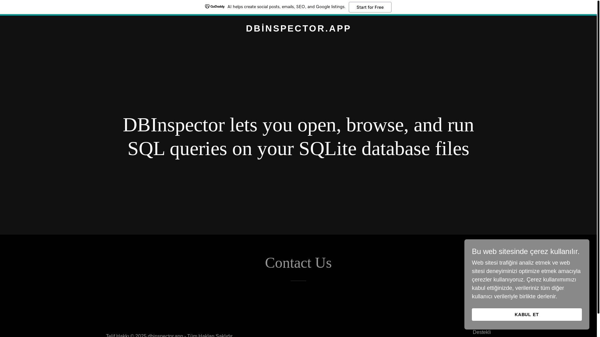 website screenshot of https://dbinspector.app/