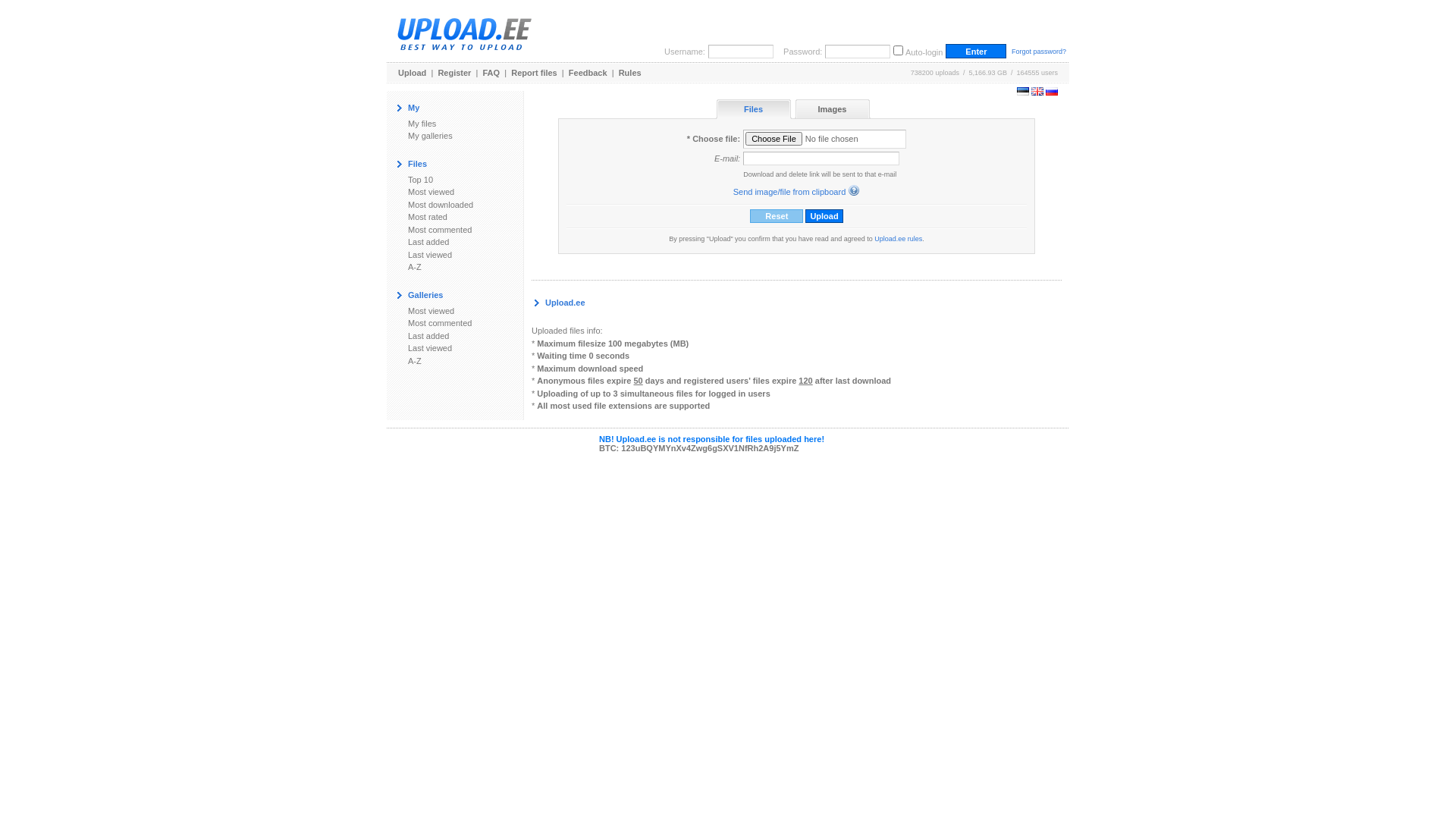 website screenshot of https://www.upload.ee/