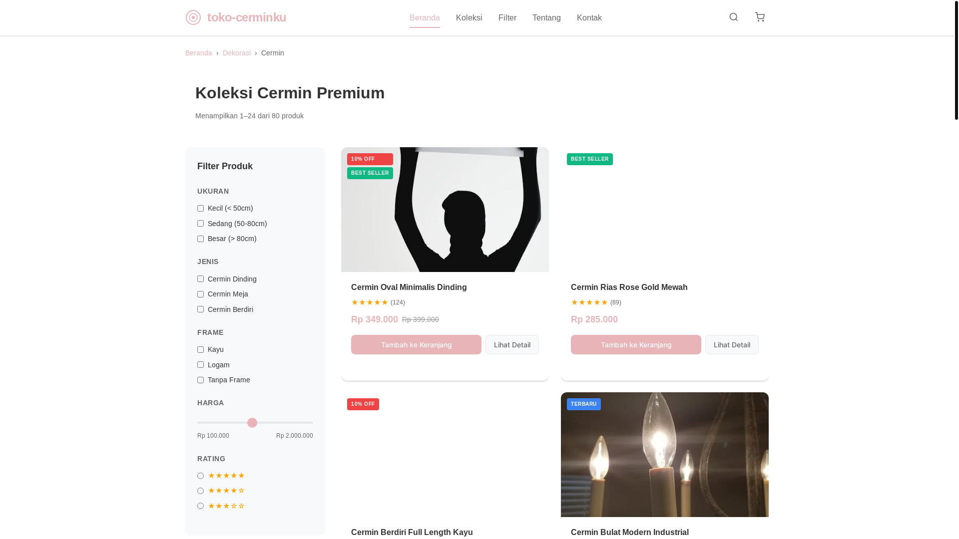 website screenshot of https://toko-cerminku.pages.dev/