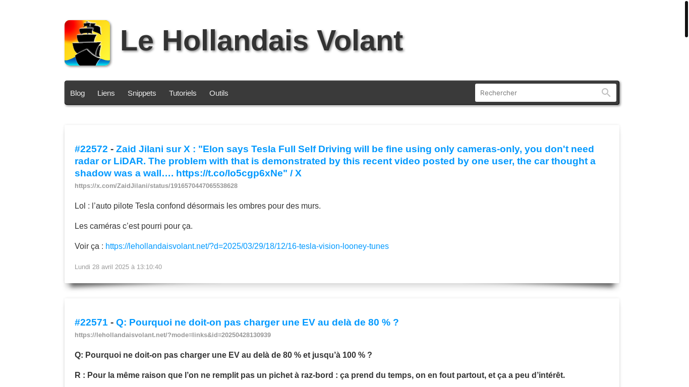 website screenshot of https://lehollandaisvolant.net/?mode=links