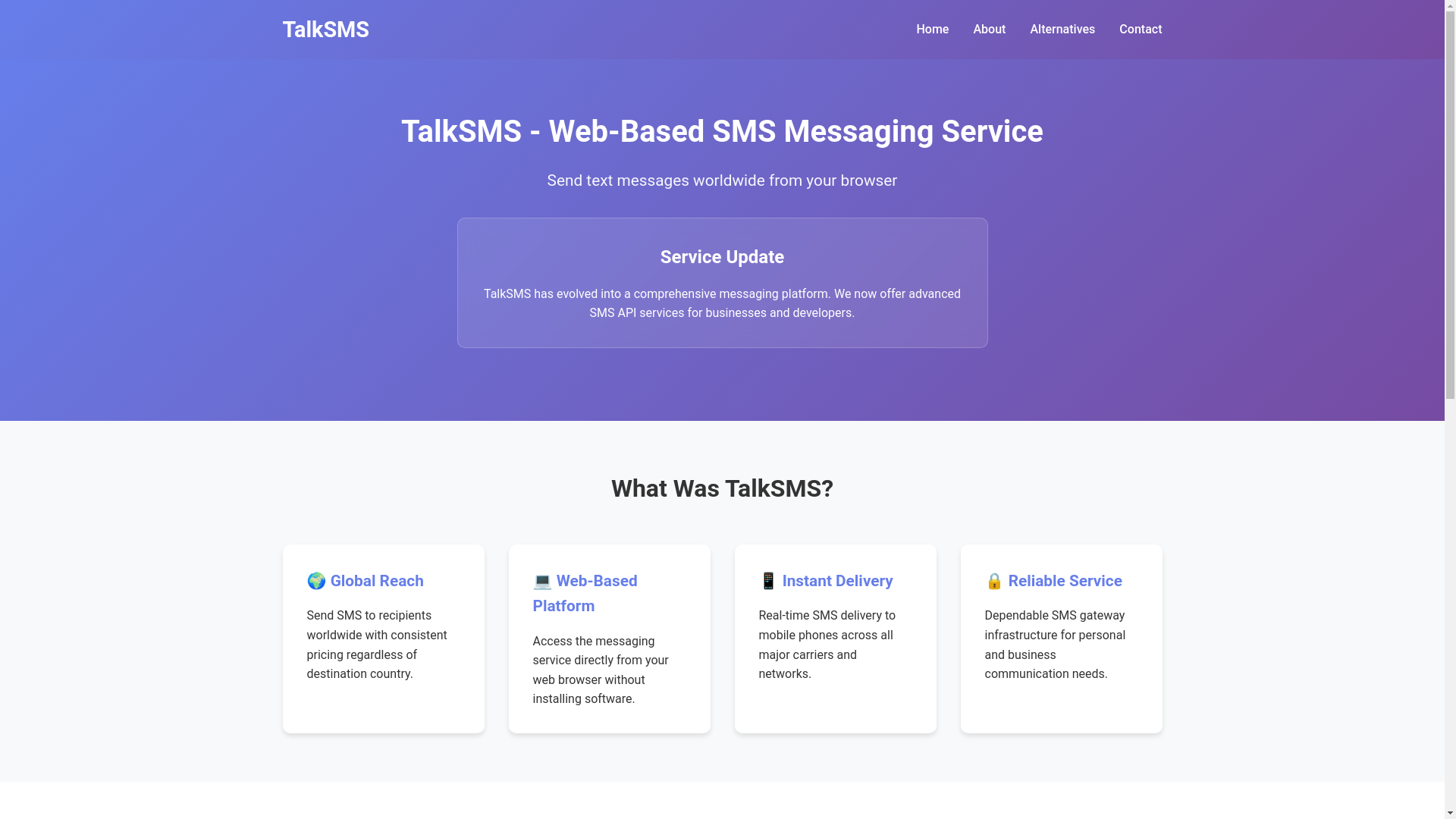 website screenshot of https://talksms.se/