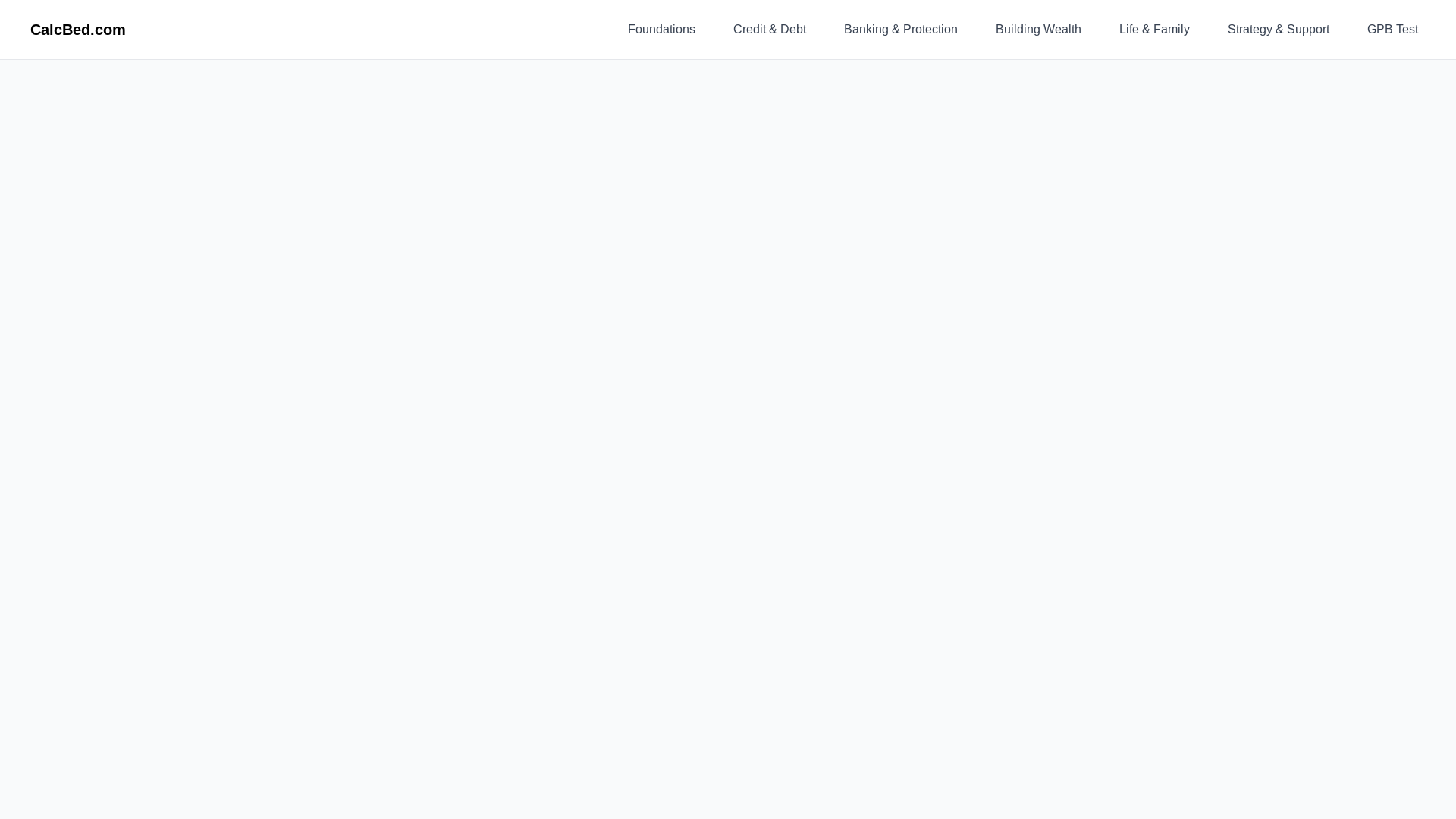 website screenshot of https://calcbed.com/