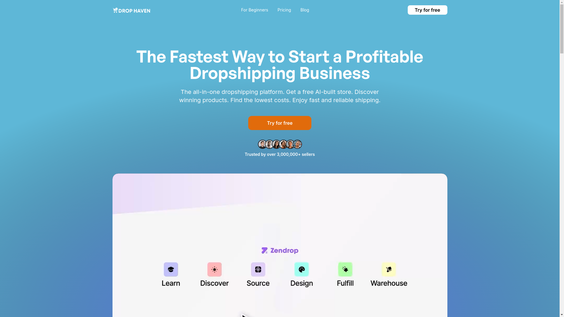 website screenshot of https://drophaven.pro/