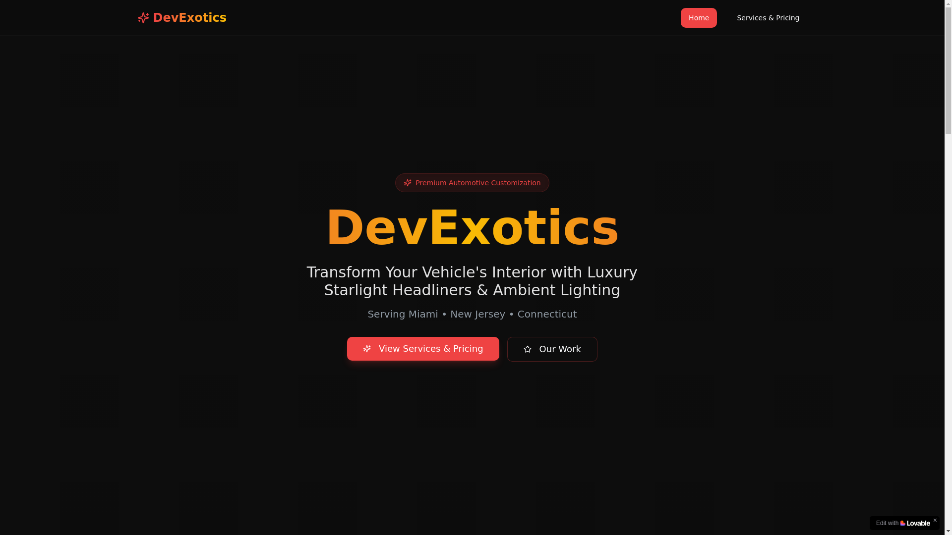 website screenshot of https://devexotics.com/