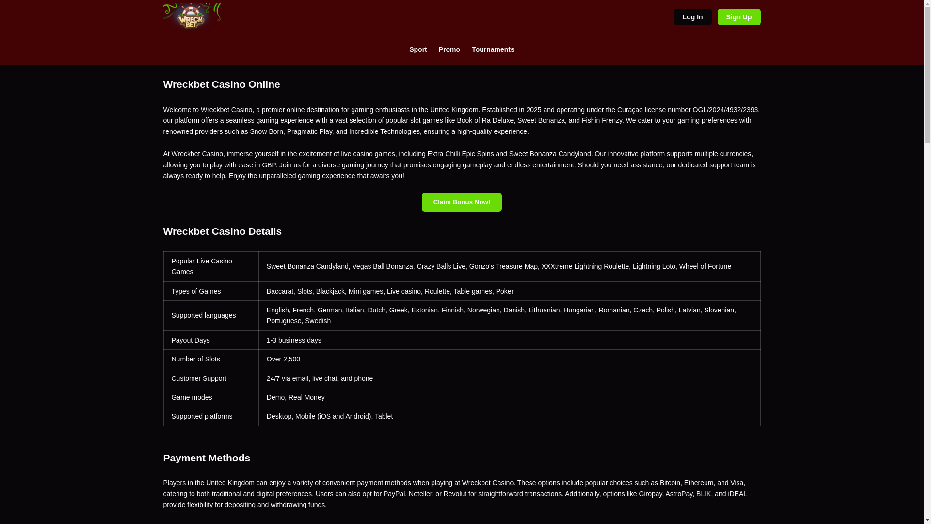 website screenshot of https://wreckbet-casino-uk.pages.dev/