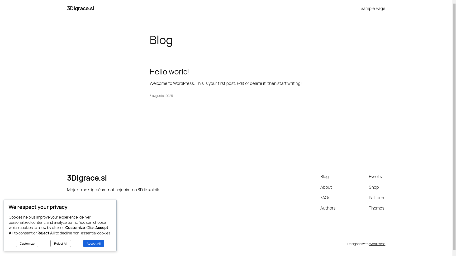 website screenshot of https://3digrace.si/