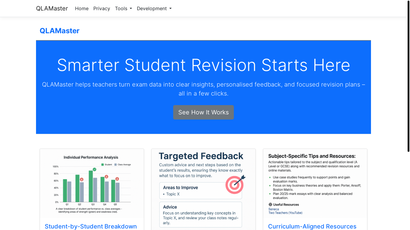 website screenshot of https://qlamaster.com/