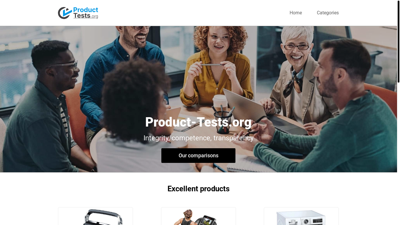 website screenshot of https://www.product-tests.org/