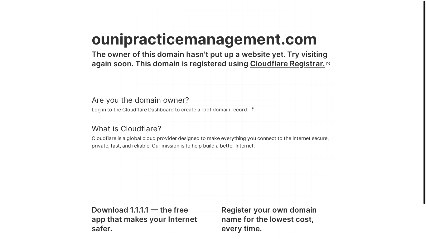 website screenshot of https://ounipracticemanagement.com/
