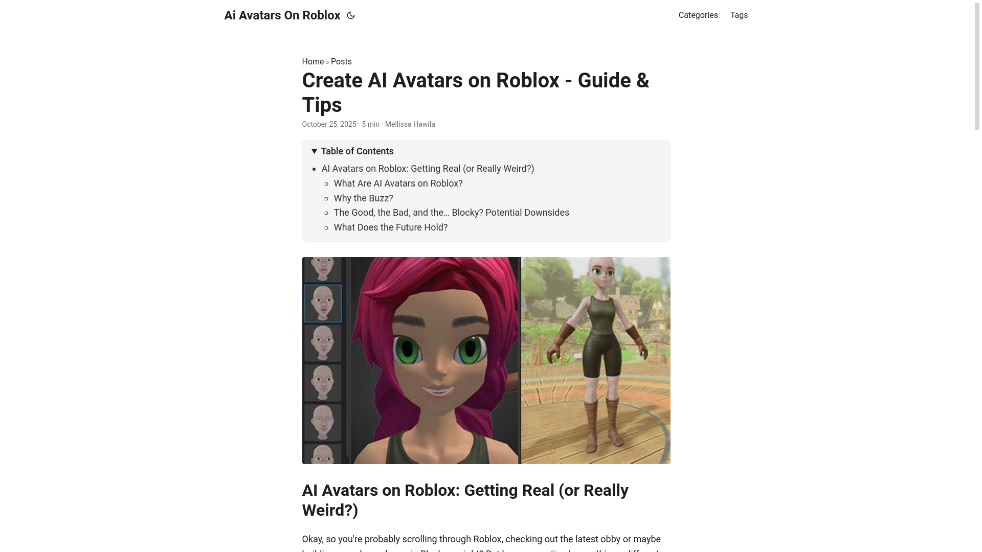 website screenshot of https://ai-avatars-on-roblox.pages.dev/