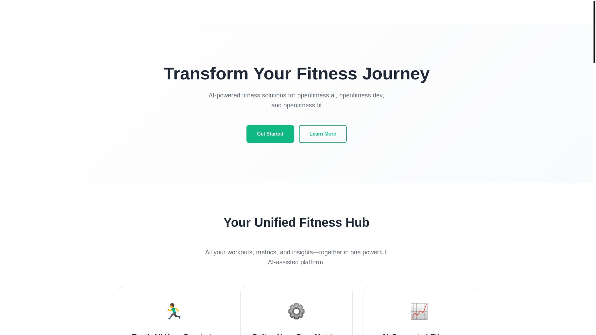 website screenshot of https://openfitness-landing.pages.dev/