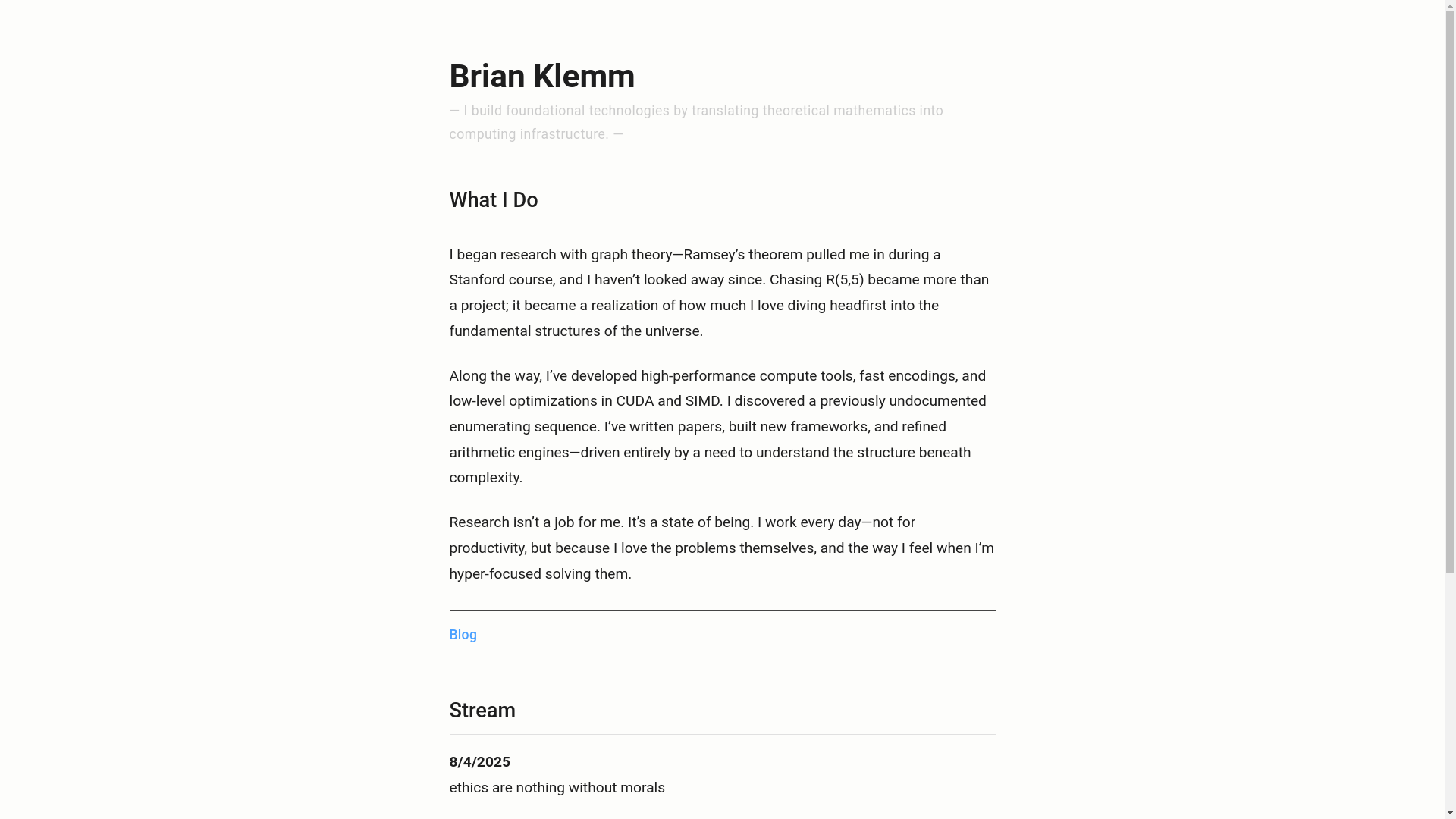 website screenshot of https://brianklemm.pages.dev/