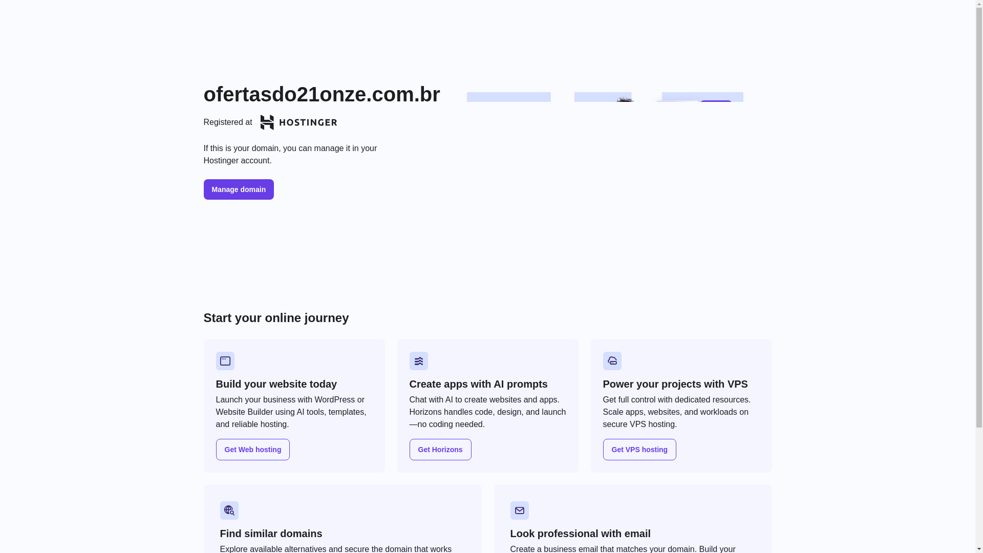 website screenshot of https://ofertasdo21onze.com.br/