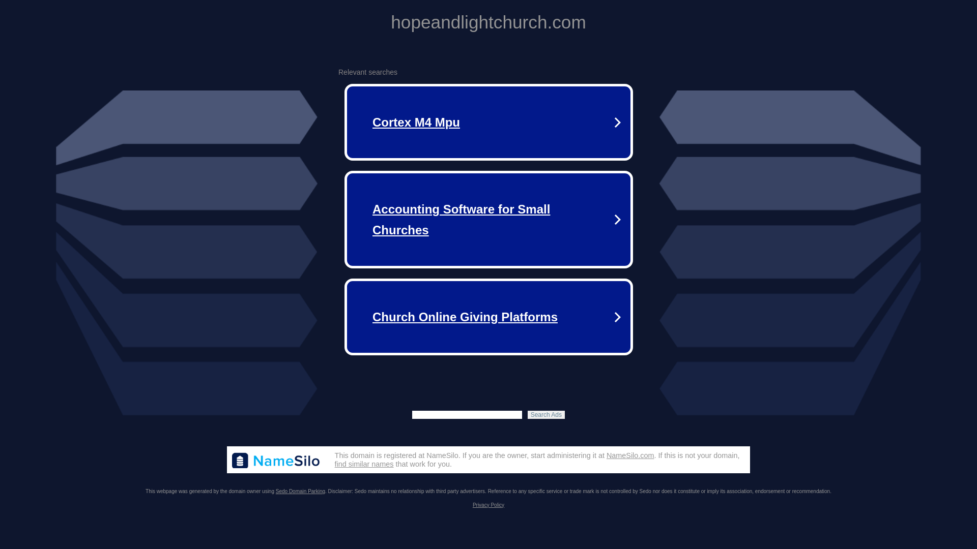 website screenshot of https://hopeandlightchurch.com/