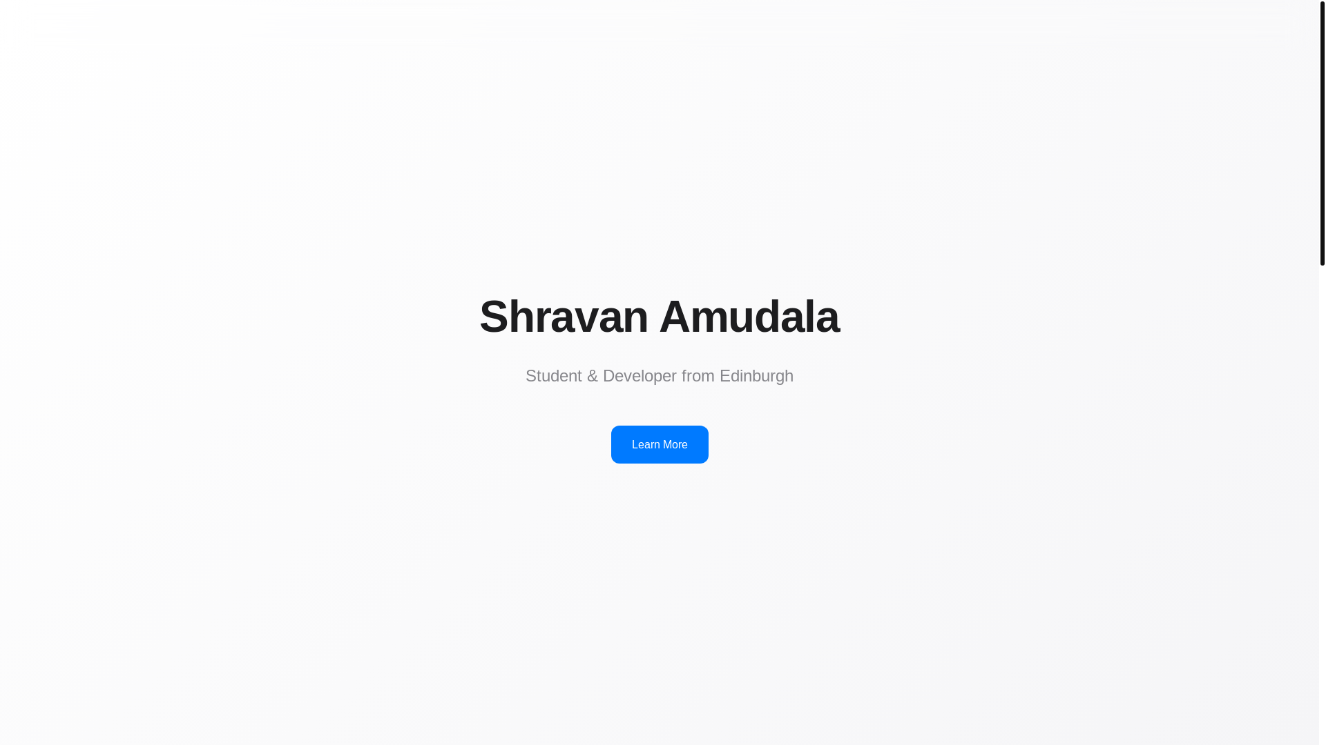 website screenshot of https://shravanamudala.me/