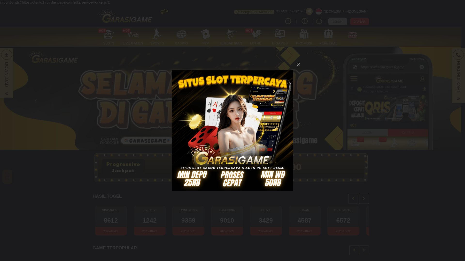 website screenshot of https://garasigamegg22.com/