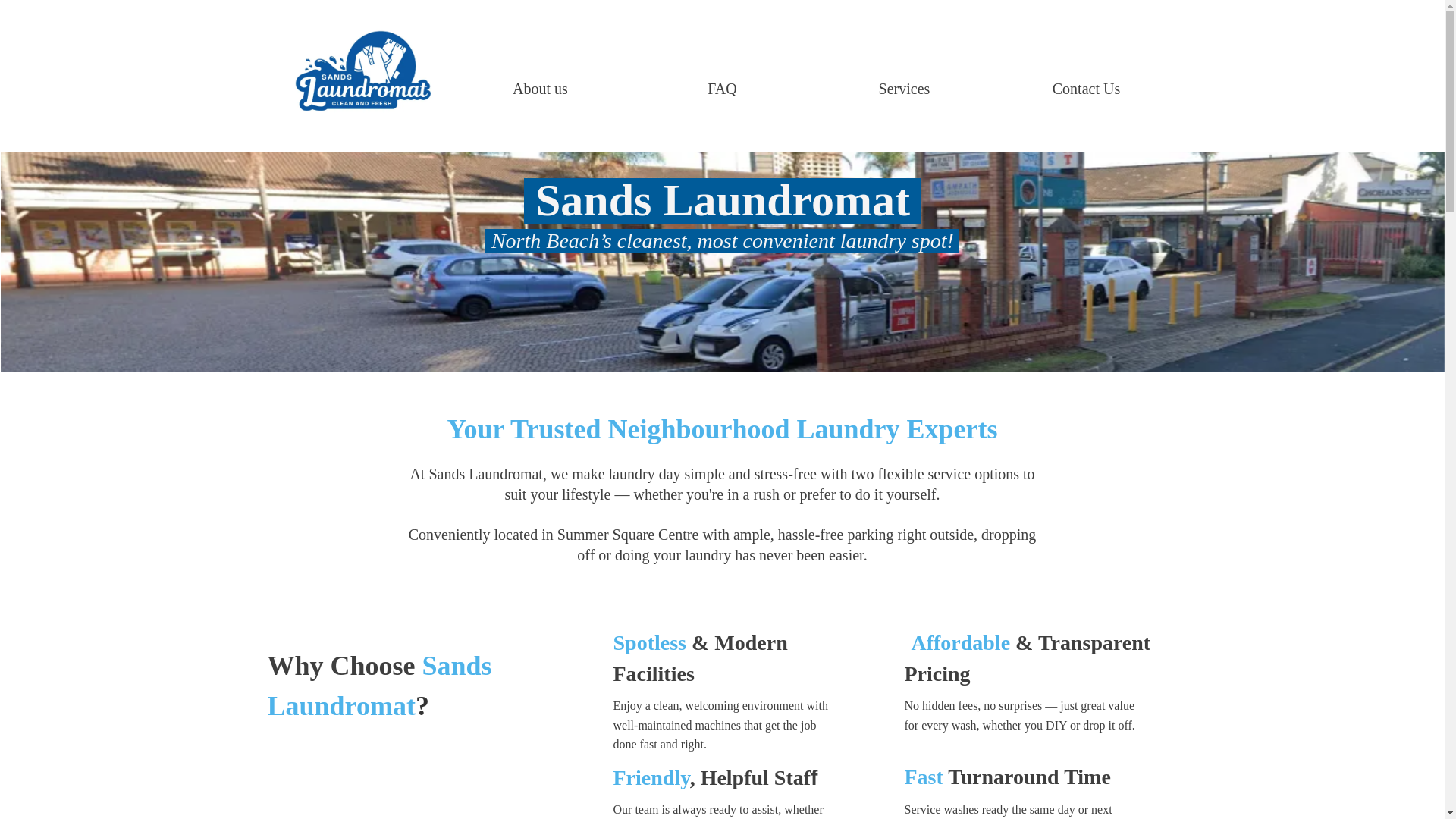 website screenshot of https://sandslaundromat.co.za/