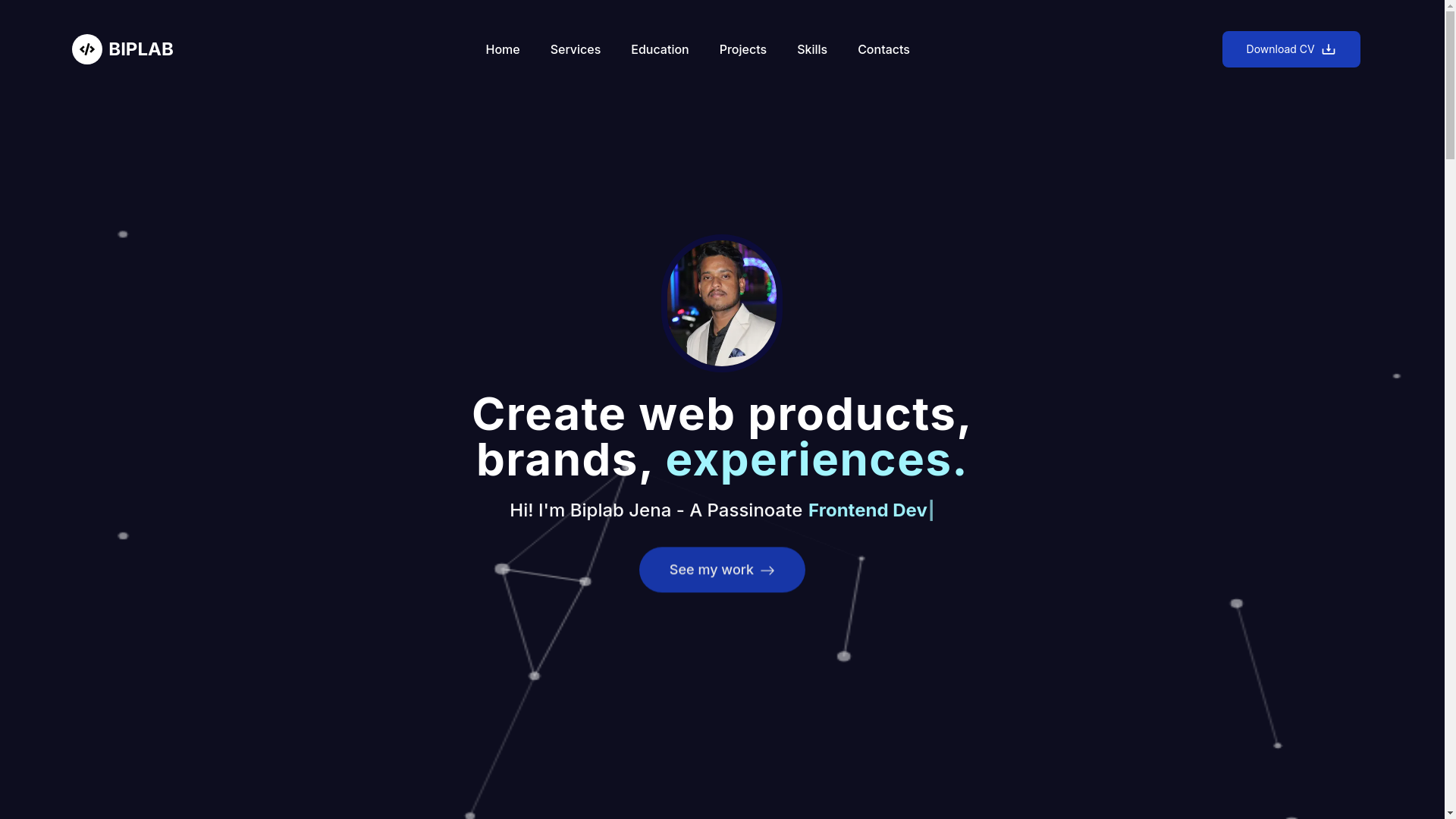 website screenshot of https://biplabjena.dev/