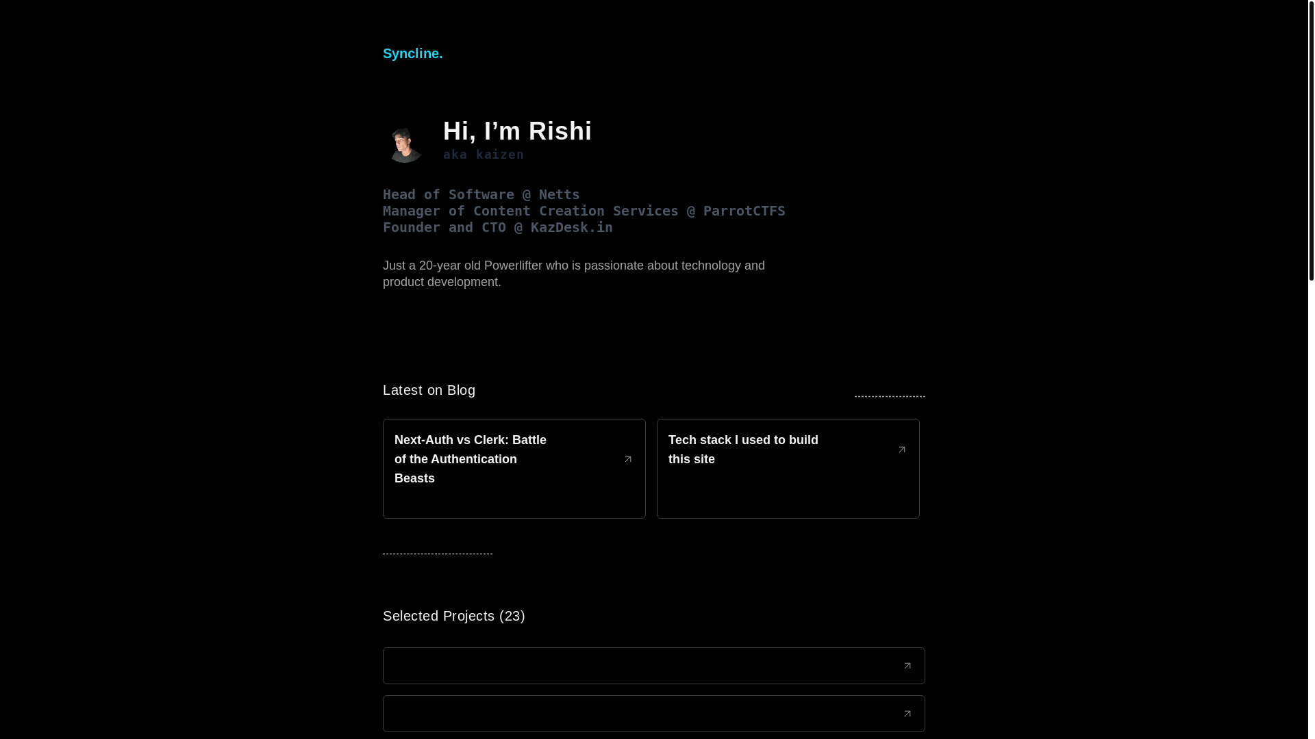 website screenshot of https://rishivhavle.xyz/