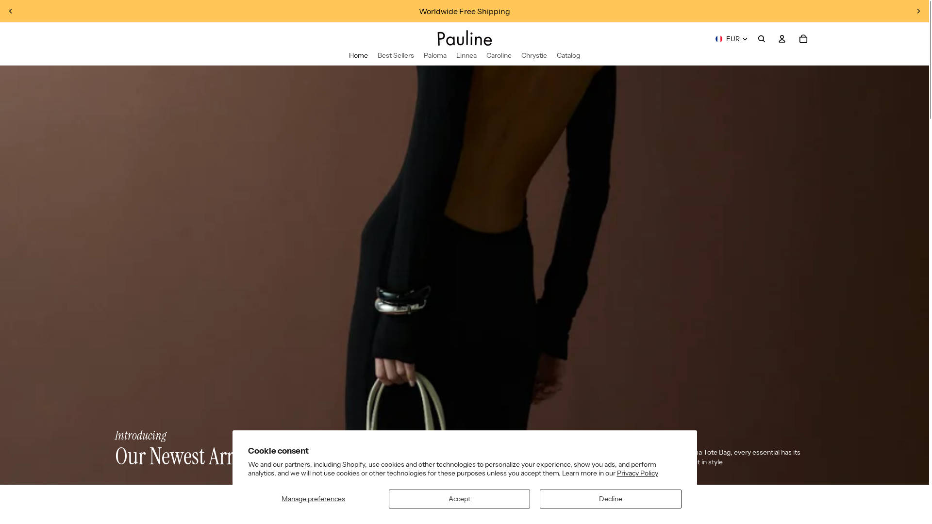 website screenshot of https://paulinetote.store/