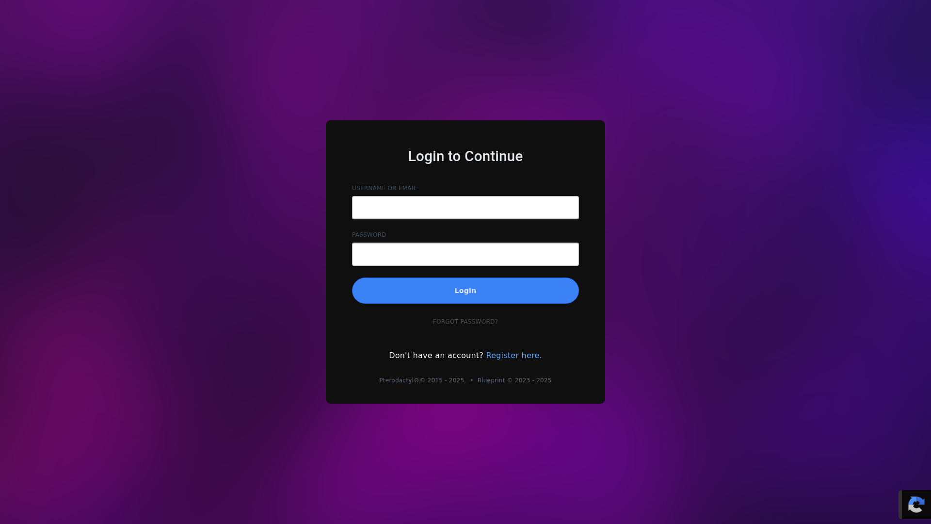 website screenshot of https://cp.hector.host/