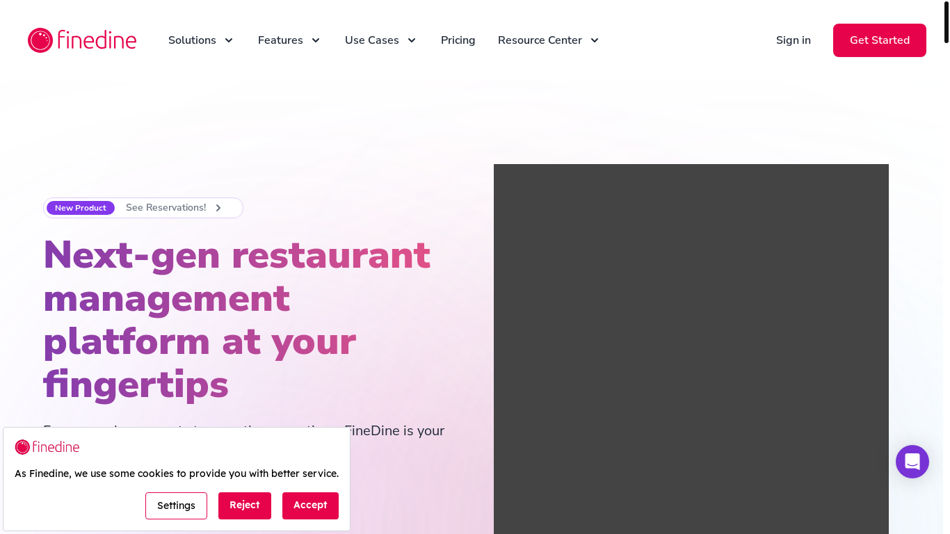 website screenshot of https://finedinemenu.com/