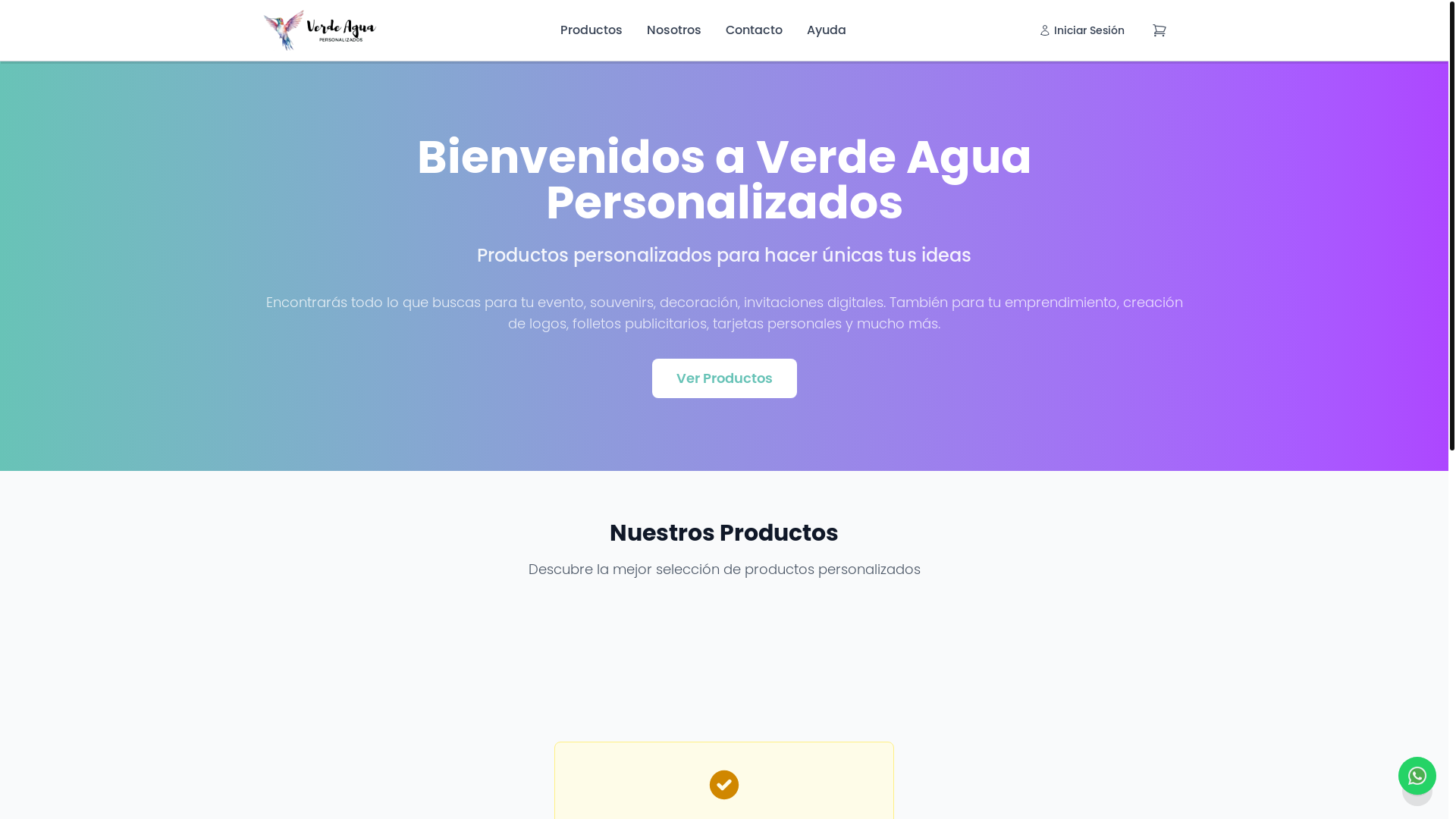 website screenshot of https://tienda-verdeagua.com.ar/