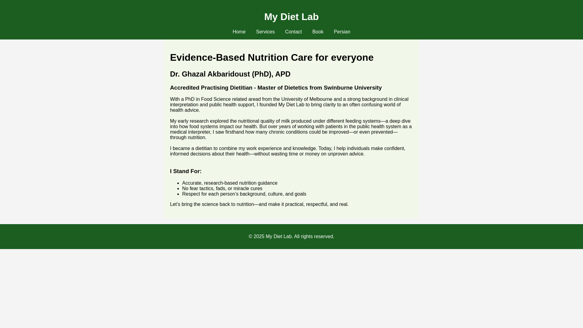 website screenshot of https://mydietlab.online/