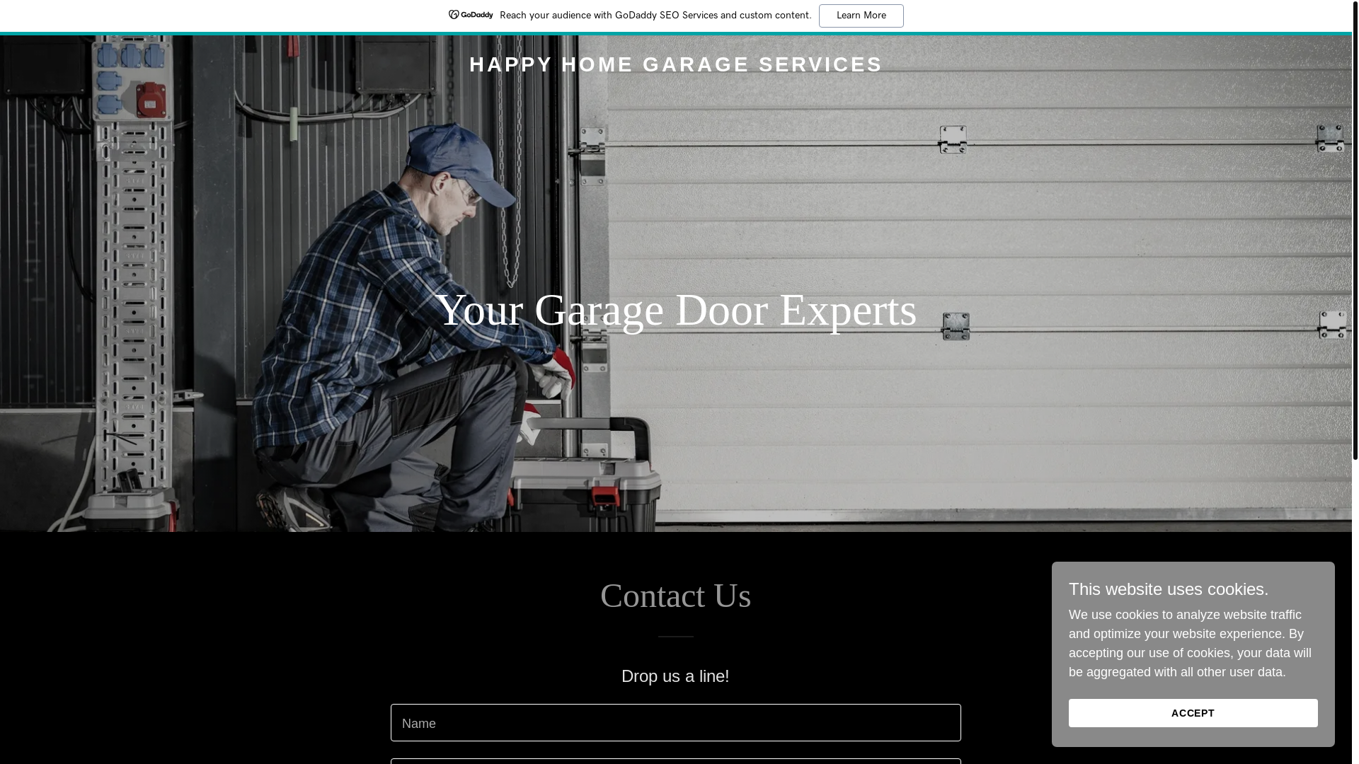 website screenshot of https://happyhomegarageservices.com/