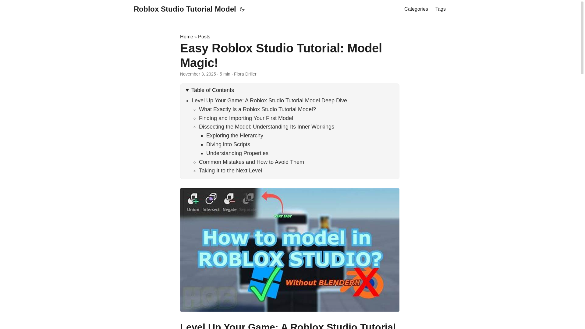 website screenshot of https://roblox-studio-tutorial-model.pages.dev/