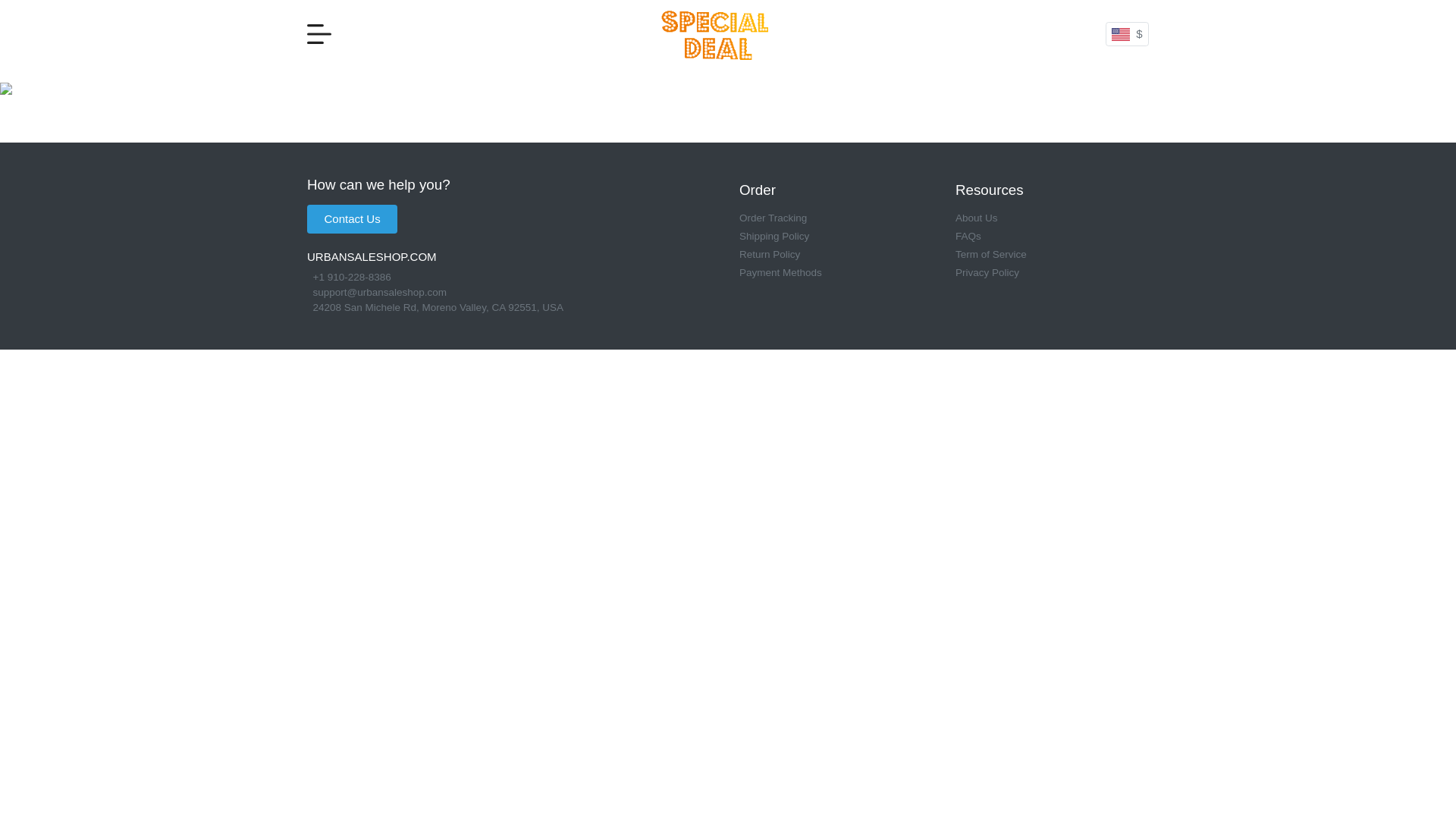 website screenshot of https://urbansaleshop.com/
