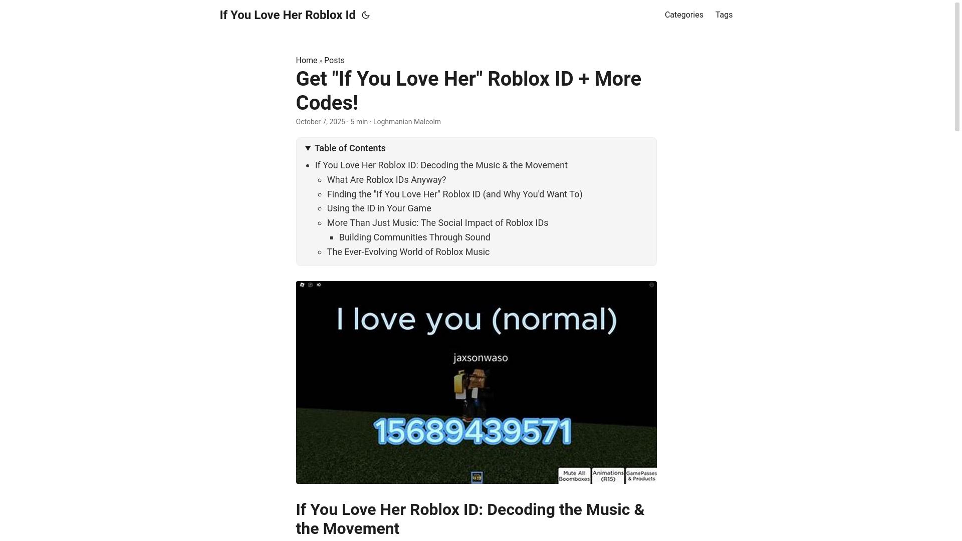 website screenshot of https://if-you-love-her-roblox-id.pages.dev/