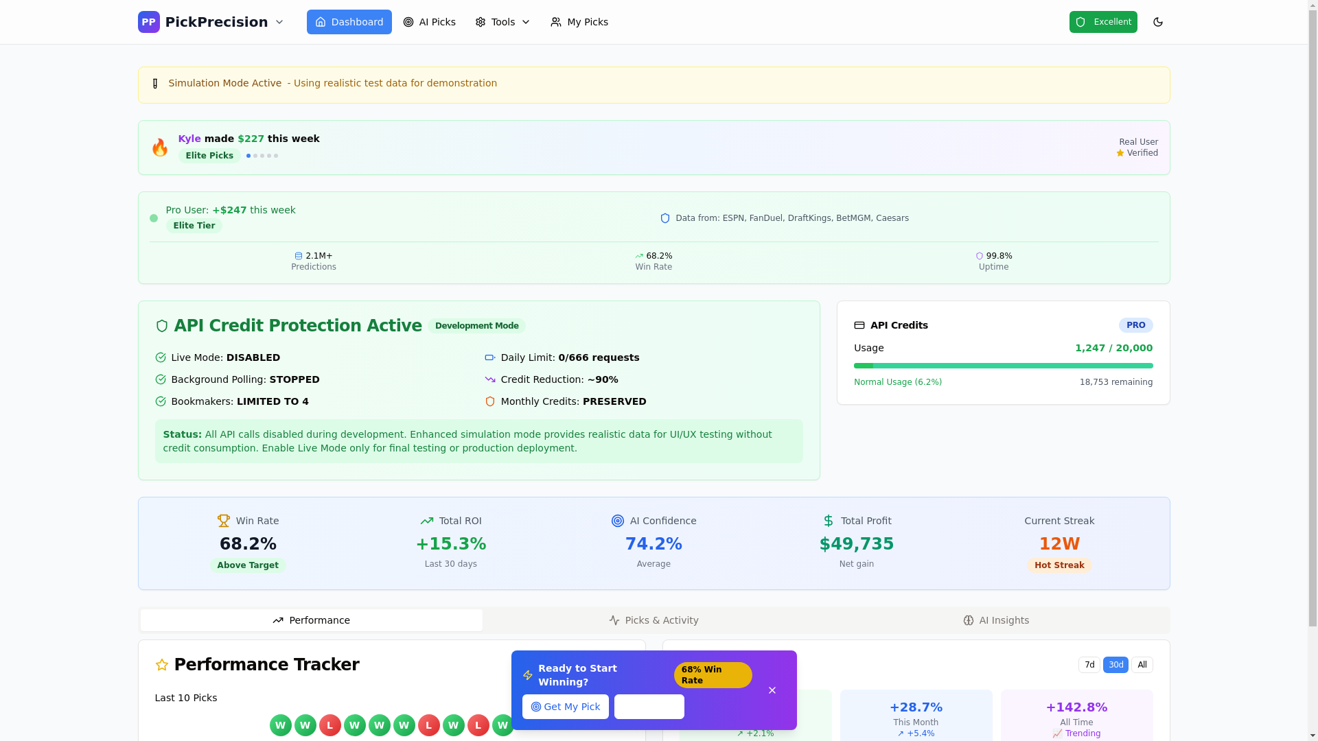 website screenshot of https://pickprecision.org/