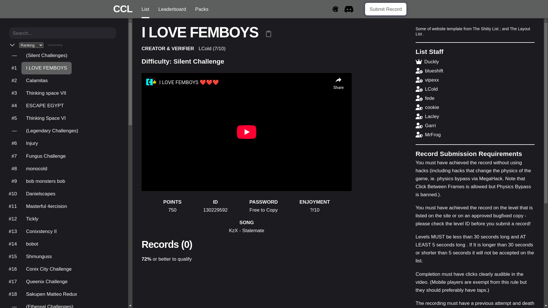 website screenshot of https://conixchallengelist.pages.dev/