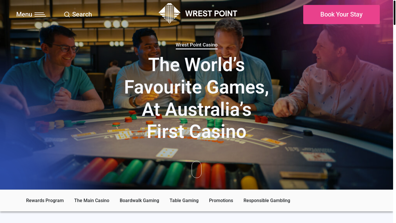 website screenshot of https://wrestpoint.com.au/casino/