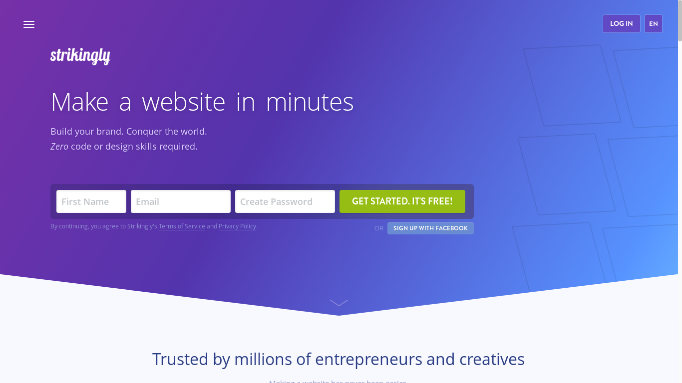 website screenshot of https://mystrikingly.com/