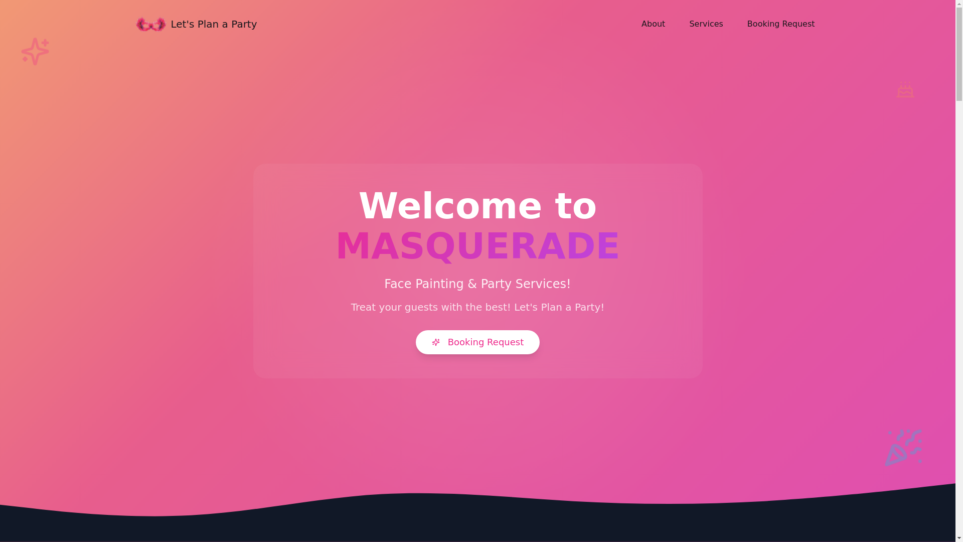 website screenshot of https://letsplanaparty.pages.dev/