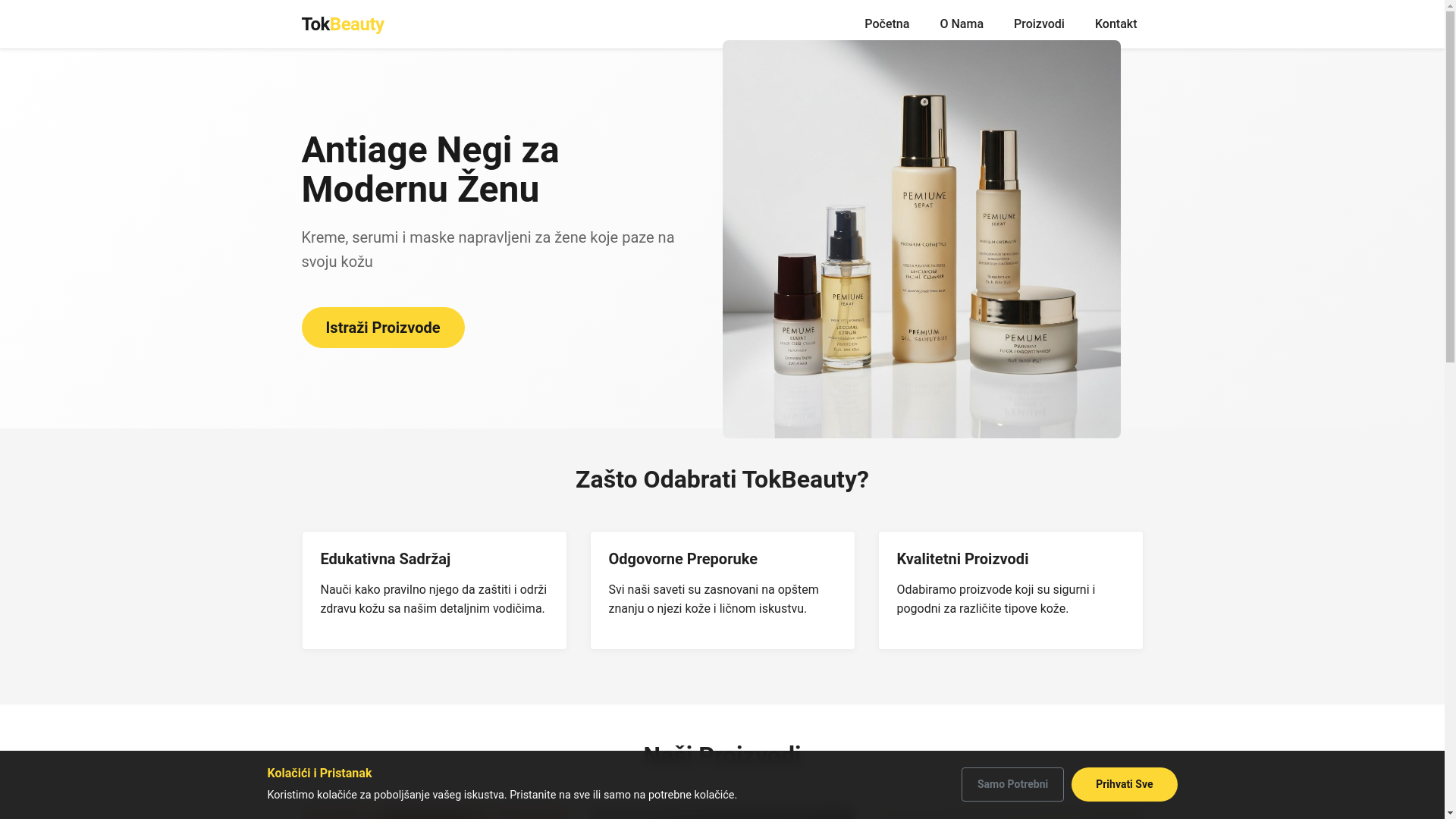 website screenshot of https://tokbeautyplus.info/