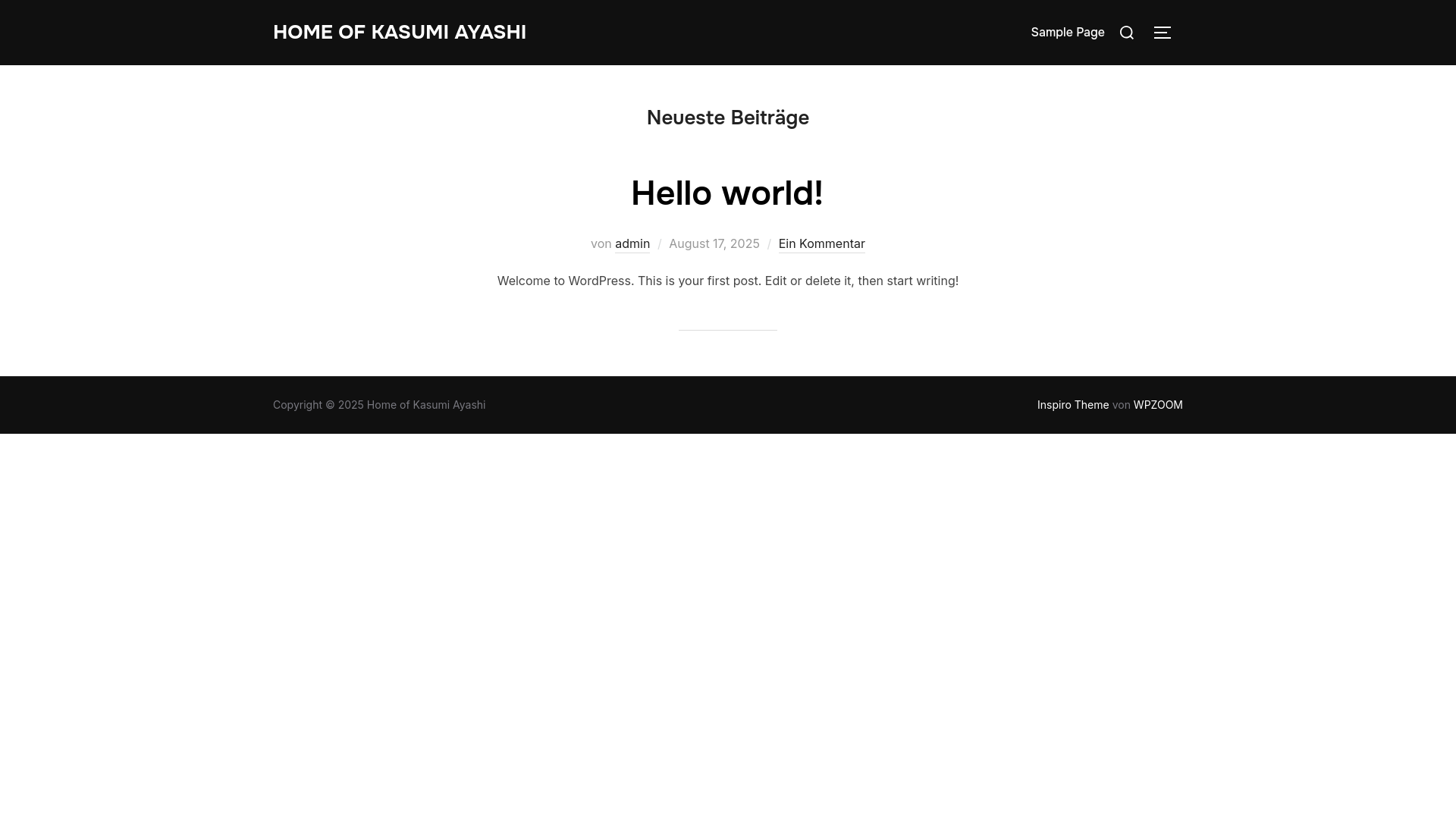 website screenshot of https://kasumi-ayashi.ch/