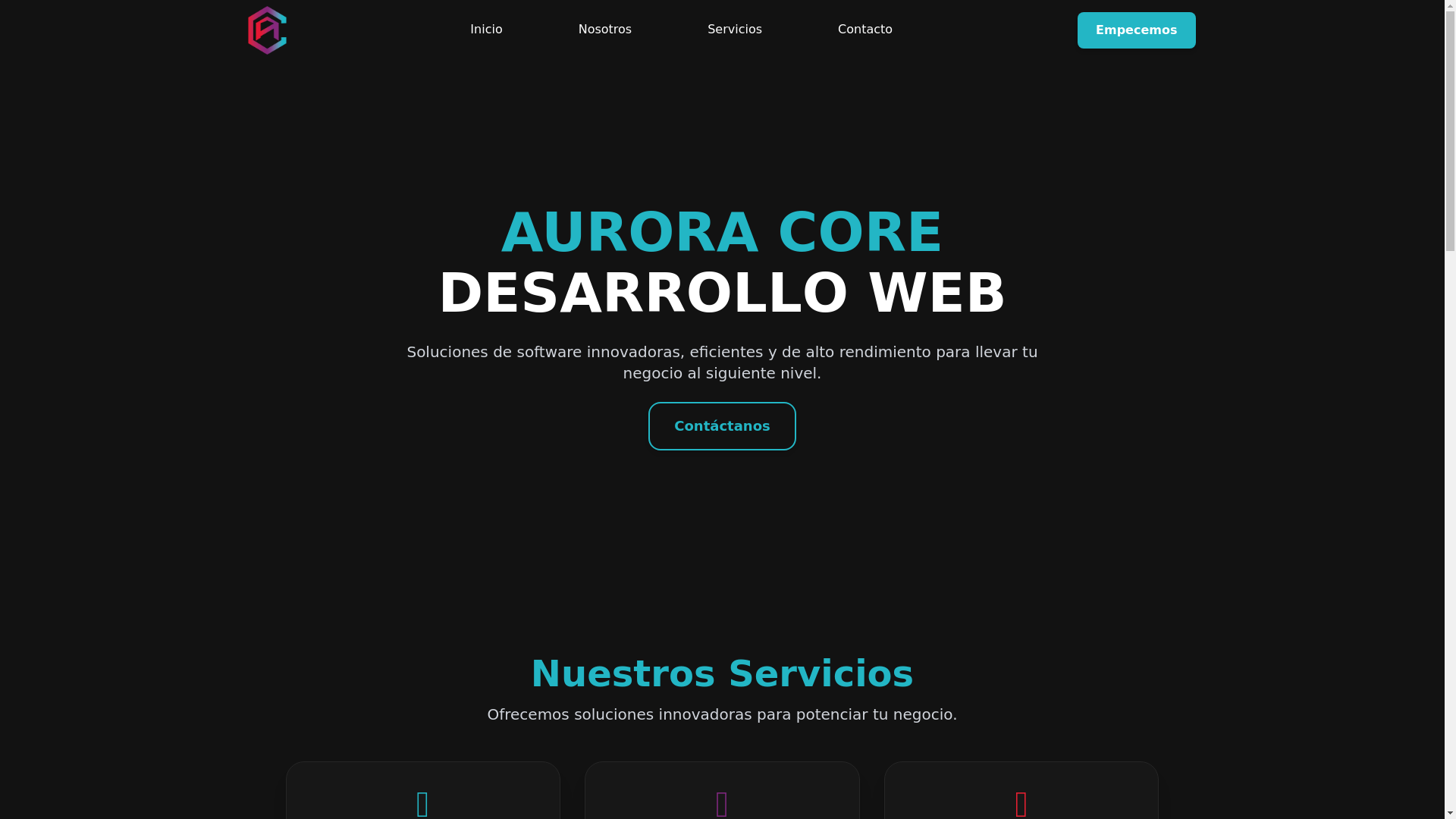 website screenshot of https://auroracores.com/