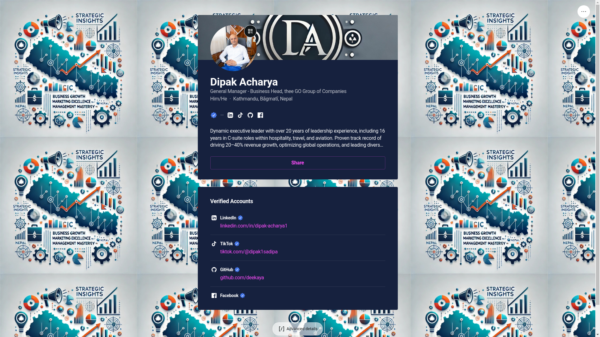 website screenshot of https://dipakacharya.link/