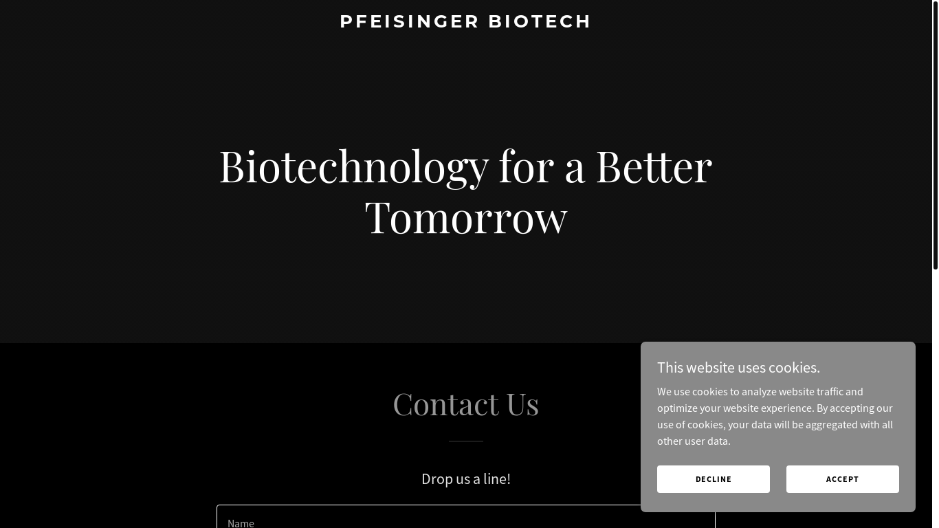 website screenshot of https://pfeisingerbiotech.de/
