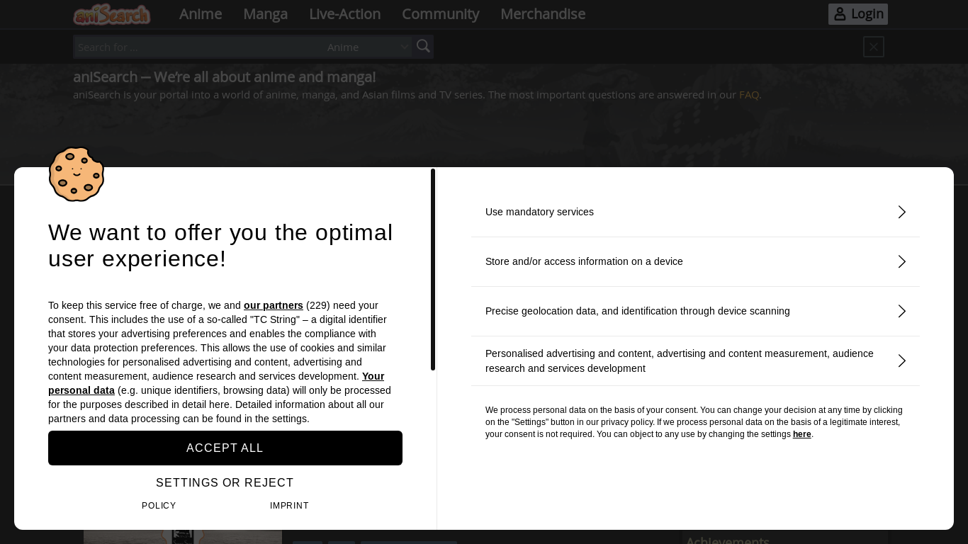 website screenshot of https://anisearch.com