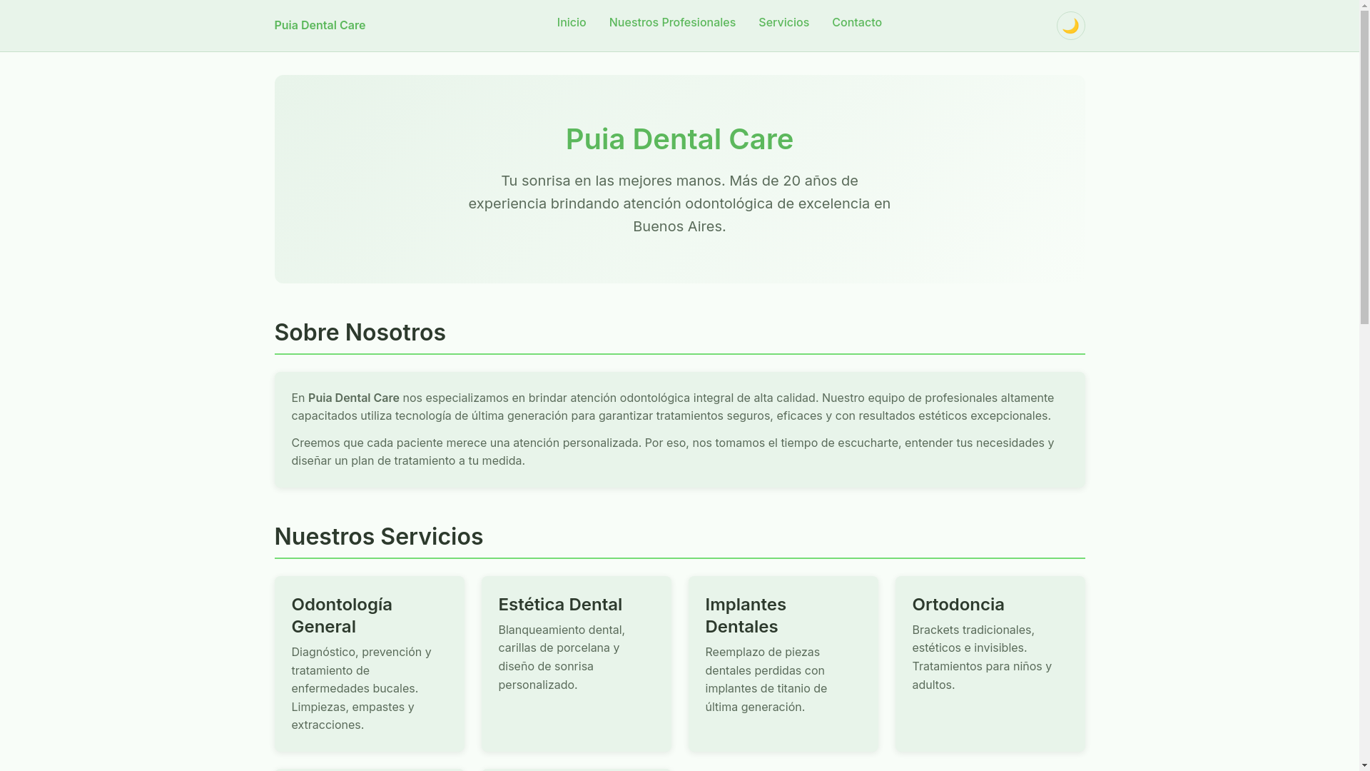 website screenshot of https://puiadentalcare.com.ar/
