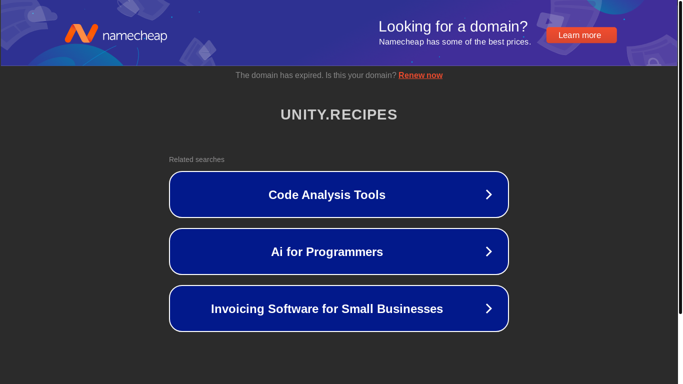 website screenshot of https://sitemap.unity.recipes