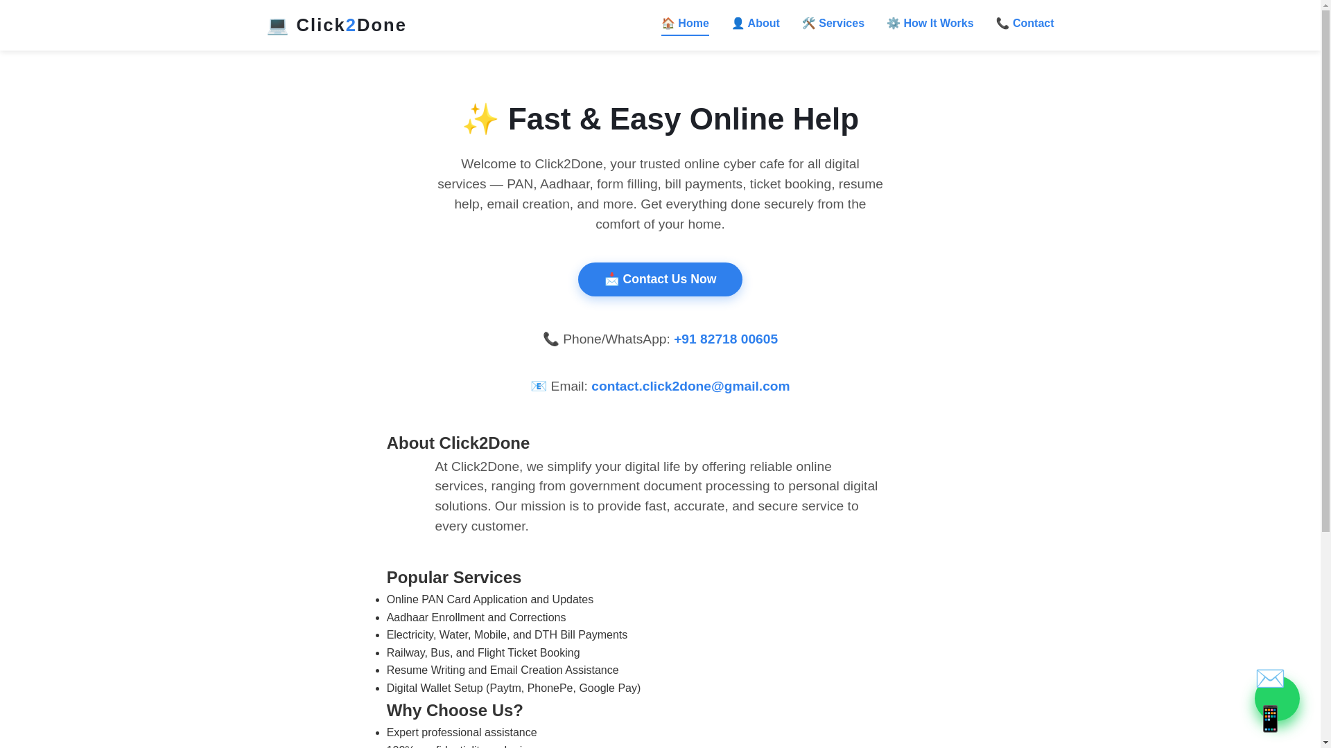 website screenshot of https://click2done.online/