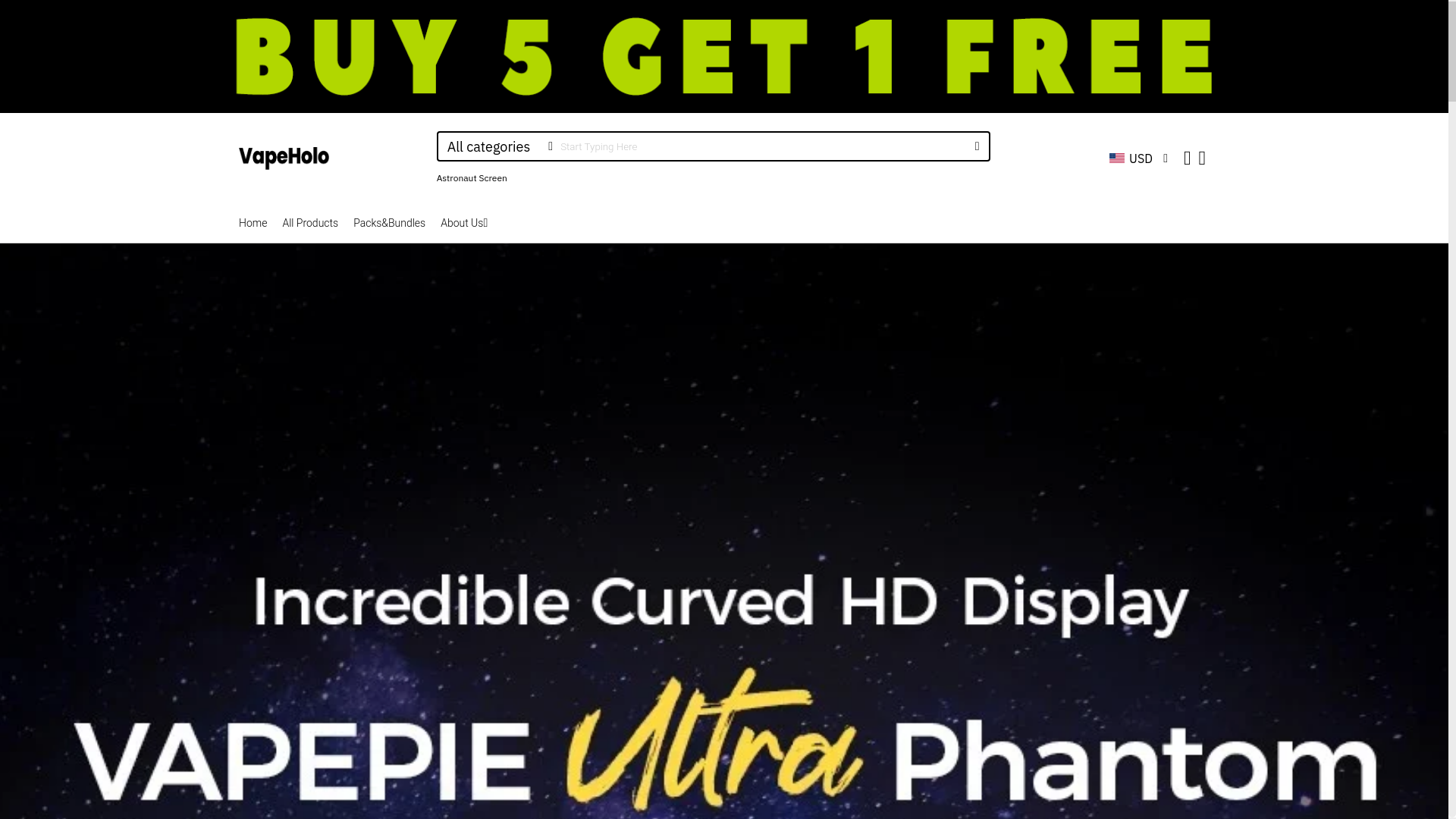 website screenshot of https://vapeholo.com/